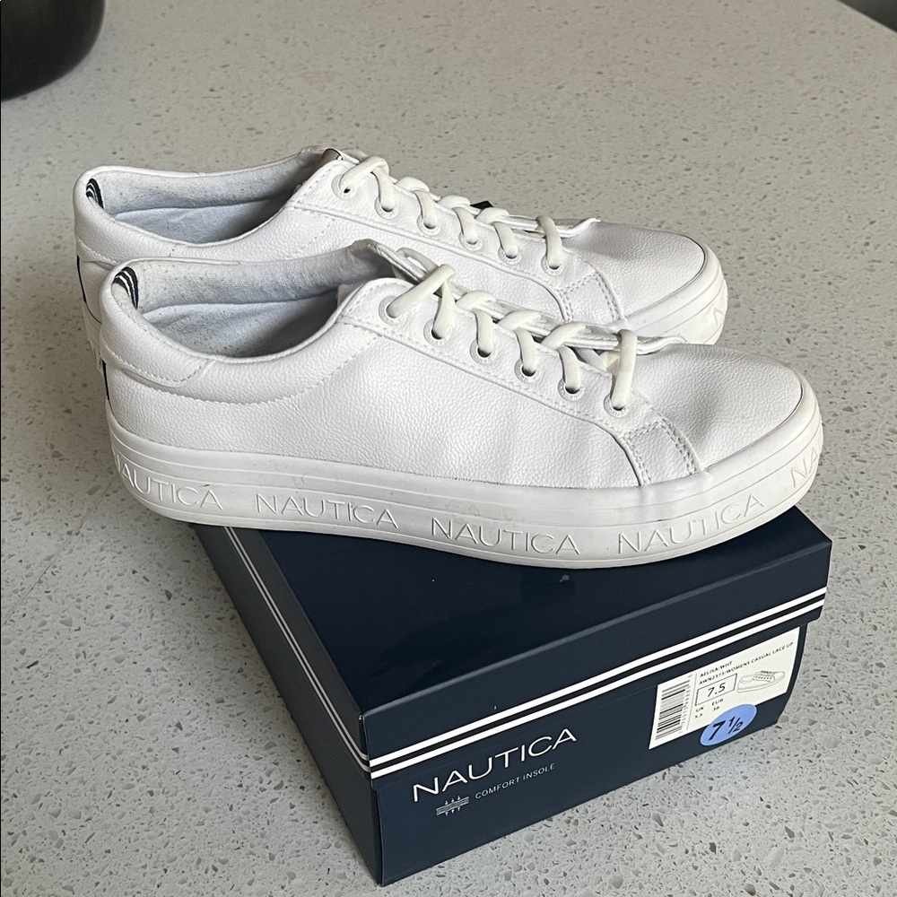 Nautica White Women’s Sneakers with Navy Accents
